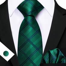 男士加长领带，佩斯利花纹、纯色、格纹和条纹领带，薄荷绿、蓝绿色、青色领带、手帕、袖扣套装，适合婚礼、派对、学校等场合。 - 彩色 - 查看 20