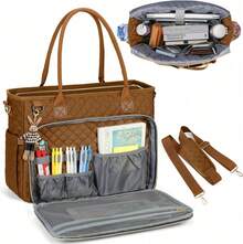 Laptop Bag For Women,Large Capacity Teacher Nurse Professional Work Multi-Functional Organizer Bag,For Office,College,Travel,Business,Daily,Weekend Trips Use - Brown - View 7