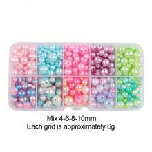 Set de cuentas - Clasificación de 10 colores 4-6-8-10mm Perlas de ABS perforadas previamente para hacer joyas DIY, pulseras, collares y artículos de manualidades (El estilo de la caja para almacenar las cuentas es aleatorio. Debido a las diferencias en la artesanía y los píxeles de visualización de los teléfonos móviles, las ligeras diferencias de color en las cuentas son un fenómeno normal.)