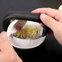 Stainless Steel Garlic Press Ideal For Making Garlic Paste, Handy One-Button Press With Multiple Protections - Black Color - View 6