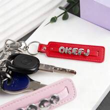 Llavero elegante personalizado, etiqueta con nombre y número personalizado, accesorios de llavero, llavero bordado, adecuado para equipaje, bolsos, cinturones, equipo, llaveros, llaves de coche - Llavero con nombre personalizable, letra de aleación suave PU - Multicolor - Ver 2