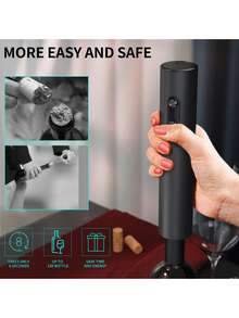 CLITON 5-In-1 Electric Wine Opener Gift Set Electric Wine Bottle Opener Battery Operated Corkscrew With Foil Cutter, Wine Pour, Wine Stopper And Storage Base, Electric Wine Opener, Battery Operated Corkscrew Wine Opener With Foil Cutter, Aerator, Vacuum Stopper And Storage Base, Ideal Wine Gifts For Birthdays, Weddings, Housewarmings,