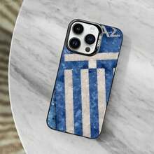 Funda de Teléfono con Arte de la Bandera Griega para 17,11,12,13,16,14,15,Pro,MAX Cubierta Negra Mate a Prueba de Golpes - Z4 - Ver 4