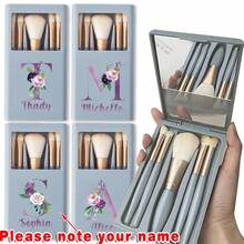 Custom Name 5 In 1 Makeup Brush Set, Versatile Cosmetic Brushes Kit With Powder/Nose Shadow/Eye Shadow/Smudge/Detail Brushes, Compact Travel-Ready With Built-In Mirror, Ideal Beauty Tools For Family & Friends - one-size - View 14