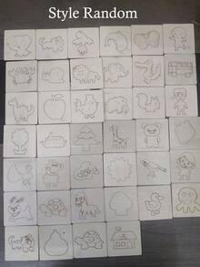 Random Style Montessori Wooden Painting Template - Creative DIY Painting Template For Cultivating Artistic Skills - Interesting Educational Learning Tool, Perfect Gift For Young Artists (Partial Patterns Sent Randomly), Office, School, Painting, Students, Markers, Stationery, Boys, Girls, School Supplies - Multicolor - View 6