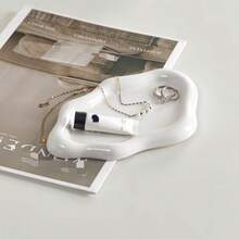 1pc INS Style Ceramic Jewelry Tray, Luxury Jewelry Storage Dish, Vanity Tabletop Photography Prop, Available In White Or Silver - Silver - View 7