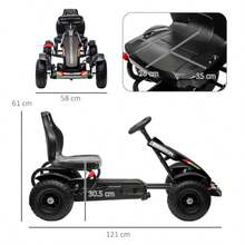 Metal Pedal Go Kart With Adjustable Seat Inflatable Tyres Black - Black - View 2