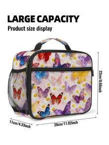 Butterfly Girls Lunch Box, Butterflies Pattern Lunch Bag Rainbow Lunch Bag For Girls, Adolescent Lunch Bag,Holiday Gift,Reusable Portable Lunchbox To School Work Office Travel Picnic Hiking Beach - one-size - View 3