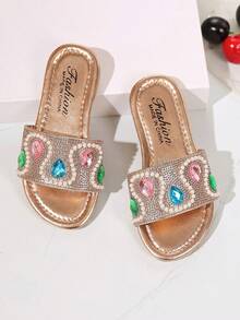 Dép xăng đan đế bằng màu vàng ánh kim lấp lánh cho bé gái, size EUR 26-36, phối màu hồng, xanh dương, xanh lá cây với đá pha lê và ngọc trai, thiết kế thời trang và thanh lịch, đế chống trơn trượt, thích hợp cho các chuyến đi chơi mùa hè, họp mặt gia đình và lễ hội. - Rượu sâm banh - Xem 7
