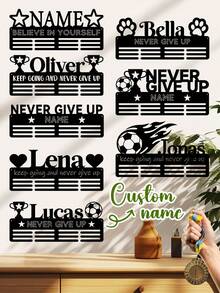 个性化定制奖牌架，波西米亚风金属奖牌展示架 - 壁挂式奖牌、衣物和帽子收纳架，完美适用于客厅、厨房、办公室装饰，是节日送礼的理想之选，简约设计，彰显您来之不易的奖牌，厨房收纳架，经典风格，奖牌挂架展示架，图案印花，圣诞礼物用品