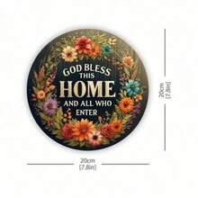 CIF BUY 8-Inch "God Bless This Home" Metal Welcome Sign 1 Set - Wreath Art For Entryway/Front Door/Home - 1 - 查看 4