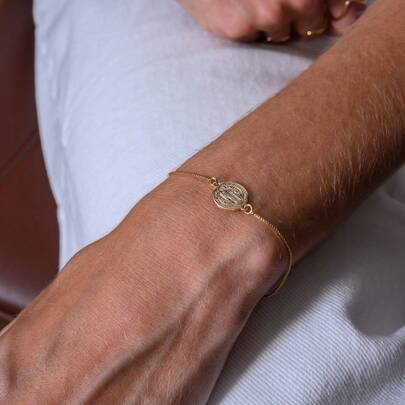 Pulseira São Bento com Banho em Ouro 18k