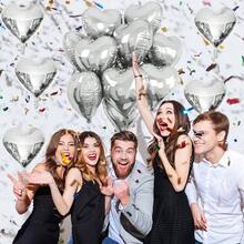 Silver Heart Foil Balloons, 10PCS 18Inch Mylar Balloons Birthday, Valentine, Wedding, Graduation, New Year Party Decor - 銀色 - 查看 3