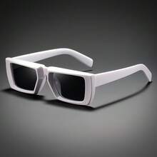 1 Pair Of Retro Classic Unisex Fashion Glasses - Full Frame Dark Blue Decorative Lenses, Christmas Valentine's Day Carnival Festival Gift, Photography Props, Unisex  Accessories, Durable Frame, Personalized Glasses, Festival Must-Have - 藍色 - 查看 5