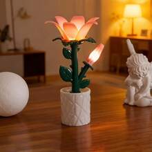 1pc Tulip Flower Sea Building Block Night Light, DIY Handmade Rose Ornament, LED Tulip Table Lamp, Calla Lily Desktop Decorative Light Perfect For Party Decor, Bedroom Decor, Living Room Decor, Home Decor, Wedding Decor, Holiday Decor, Birthday Gifts - 花朵夜燈 - 查看 7