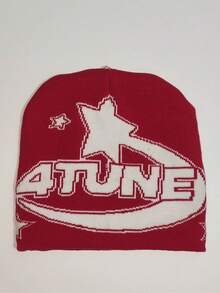 1pc These Men's Knit Beanies With Bold Lettering And Star Patterns Come In Multiple Colors, Offering A And Warm Design, Making Them Ideal Fashion-Forward Winter Headwear - Multicolor - View 2