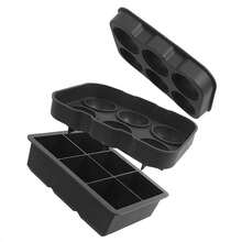 2入組/套製冰格帶矽膠冰球模具,4.5cm圓形和5cm大方形冰塊模具帶蓋 - 黑色 - 查看 12