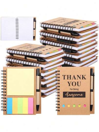 1 zestaw/10 zestawów spiralnych notesów z długopisem – notes z podziękowaniami dla nauczycieli z karteczkami samoprzylepnymi i motywującym długopisem, odpowiedni na prezenty dla pracowników, współpracowników, uczniów, nauczycieli, rodziców, notes spiralny z segregatorem, samoprzylepny i rozrywalny notes na złe pytania i przypomnienia