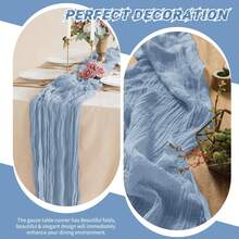 10 Pack Dusty Blue Cheesecloth Table Runner 17x108 Inch Boho Gauze Cheese Cloth Table Runners For Wedding Party Birthday Home Decor - Màu xanh bụi bặm - Xem 5
