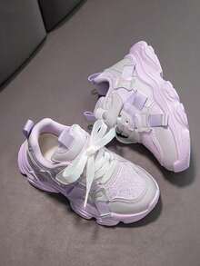 Kids' Sparkly Princess Style Breathable Non-Slip Durable Design Versatile Chunky Sneakers, Suitable For All Seasons - Purple - View 9