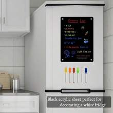 JonXon Acrylic Magnetic Dry Erase Board For Refrigerator,Acrylic Board For Fridge,To Do List For Fridge,Includes 6 Colors Markers(10" X 14" Black Blank) - ColorA - 查看 7