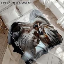 1pc Sunflower Animal Print Leopard Cowhide Retro Bohemian Teal Turquoise Flannel Throw Blanket 280GM,Lightweight Soft For Bed Couch Travel Office Camping, Thoughtful Gift For Men Women Family Friend Christmas Halloween Birthday,Suitable For All Seasons And Machine Washable - Style-4 - View 9
