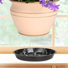6 đĩa nhựa đen đựng cây, khay trồng cây tròn chịu lực 6-12in/16-30cm, đĩa đựng hoa trong nhà, bát tắm chim, phụ kiện cây trồng trong chậu - màu đen - Xem 4