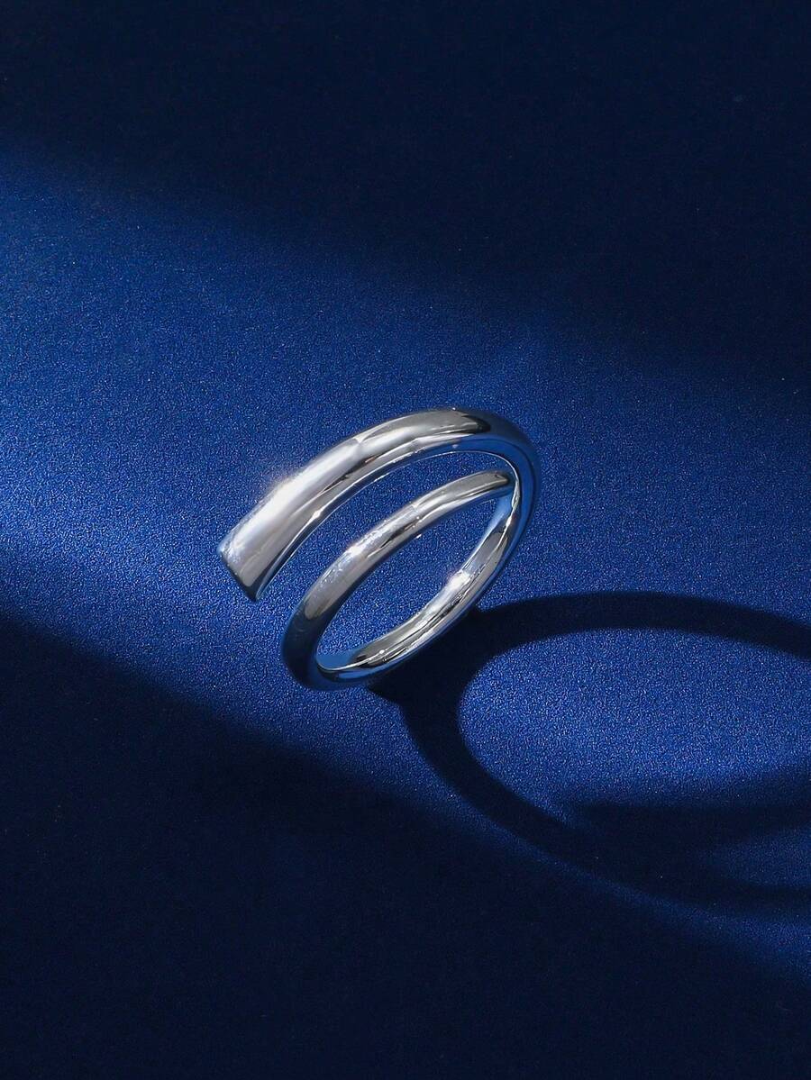 1pc Minimalist Modern Style Copper Spiral Gold Color Ring For Women - Spiral Ring - View 1