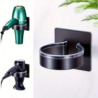 1pc No-Drill Wall-Mounted Hair Dryer Holder - Bathroom Organizer With Multiple Hooks, Space-Saving Storage For Edge Dryers And Styling Tools, Smooth Surface, Durable Structure, Wall Mounted Hair Dryer Holder, Hair Dryer Wall Mount, Hair Dryer Holder Wall, Hair Dryer Wall Hook, Dryer Holder, Hair Dryer Holder For Bathroom, Hair Dryer Stand, Dryer Holder Without Drilling, Drilling Hair Dryer Stand, Bathroom Accessory, Hairdryer Holder