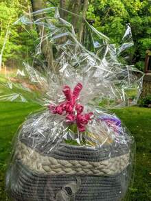 5/10pcs Large Transparent Glass Paper Gift Bags, High Capacity Gift Basket Packaging Plastic Bags, Valentine's Day Wedding Birthday Party Candy Flower Basket Gift OPP Plastic Packaging Bags, Gift Storage Bags Transparent Packaging Basket Gift Boxes Toy Packaging Bags - Clear - View 5