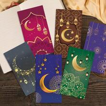 Sacolas de papel em formato de meia-lua com fundo plano, ideais para presentes e lembrancinhas de festas. Conjunto de embalagens em papel kraft, perfeitas para o Eid al-Fitr, como envelopes para cartões comemorativos, decorações para o Eid al-Fitr, sacolas de presente para o Ramadã e decorações para festas. - Multicolorido - Ver 2