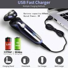 Hatteker 4 In 1 Men's Electric Shaver Rechargeable Rotary Shaver Hair Clippers For Man Nose Trimmer - Purple - View 3