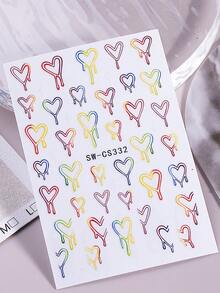 2 miếng dán móng tay hình trái tim nhiều màu sắc, decal móng tay 3D tự dính, thiết kế trái tim rỗng chuyển màu, dụng cụ làm móng acrylic, trang trí móng tay DIY, phù hợp cho phụ nữ, bé gái, ngày Valentine và đám cưới. - Nhiều màu - Xem 6