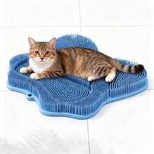 多功能猫咪梳毛刷，猫咪自洁工具，可去除抓挠和掉毛，小巧节省空间的橡胶刷毛刷，耐用的宠物美容配件，适用于客厅/猫房/阳台/浴室，爱猫人士必备 - 彩色 - 查看 5