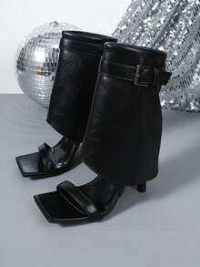 Women's Elegant Strap High Heel Sandals, Suitable For Commuting - Black - View 14