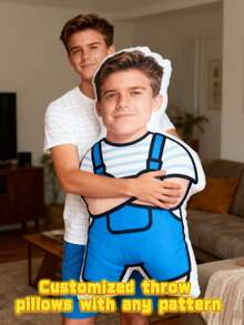 [Customized Product] 1pc Personalized Photo Pillow - 3D Printed Realistic Face And Body Design, Soft Home Decor Pillow, Ideal Gift For Family, Friends And Yourself, Christmas Gift, Thanksgiving Gift, Fall Decor