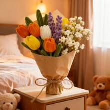 混合颜色毛根，黄色金色毛根套装，5种颜色，毛根套装，DIY花束入门套装，毛根工艺品制作套装，毛根花卉工艺品，用于DIY艺术项目的粉彩雪尼尔绒条创意礼物，散装毛绒毛根花卉套装，派对装饰的理想之选（向日葵） - 彩色 - 查看 8