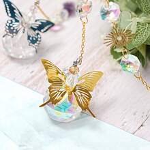 Trampa de luz de cristal, trampa de luz colgante de ventana interior con prisma y mariposa, adecuada para jardines familiares interiores y exteriores, decoración de bodas, decoración del hogar, decoración de festivales, artículos colgantes para la sala de estar