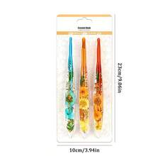 1支/3支/9支装新款树脂花卉图案加长金属单头钩针，实心铝制编织针，适用于DIY编织，2毫米-6毫米 - 彩色 - 查看 20