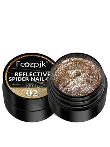 反光闪光蜘蛛网线条凝胶指甲油，金银粉彩色拉线绘画UV凝胶，超闪闪光条纹设计涂鸦条纹，可卸指甲油，适合在家DIY法式美甲和沙龙美甲 - 彩色 - 查看 14