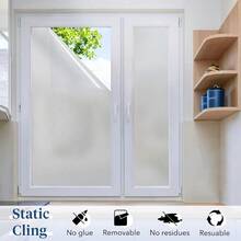 Reeded Glass Window Privacy Film Frosted Glass Window Film Static Cling UV Blocking Stickers Decorative Removable Cover For Bathroom Door Office Non Adhesive 17.5" X 78.7" - 17.5" X 78.7"+Pure - View 4