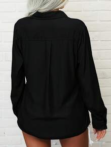 Elegant Women's Shirts, Women's Shirts, Party Tops, Minimalist Rural Style Women's Clothing, Club Tops, Holiday Clothing - 黑色 - 查看 4