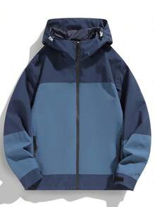 Women's Outdoor Hooded Jacket, Long Sleeve Zipper Design, Suitable For Outdoor Casual Wear - 藍色 - 查看 2