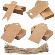 Simpeak 120 PCS Etiquetas De Regalo De Papel Kraft Set+120 PCS Cordel De Yute, Decoración Para Manualidades Y, Tarjetas De Recuerdo De Boda - Marrón - Ver 6