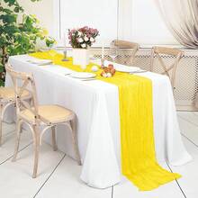 10 Pack Lemon Yellow Cheesecloth Table Runner 17x108 Inch Boho Gauze Cheese Cloth Table Runners For Wedding Party Birthday Home Decor - 檸檬黃 - 查看 3
