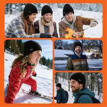 4pcs Wool Cuff Beanie Winter Warm Thermal Hats For Men & Women Thermal Lined Beanie Knit Chunky Women Snow Cap - Multicolor - View 3