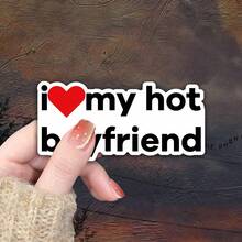 1/3pcs Vinyl Sticker, Designed "I Love My Hot Boyfriend", With Red Heart Pattern, Durable Adhesive For Laptops And Tablets - Multicolour - View 12