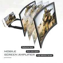 1pc 12/14/16/18 Inch Ultra Clear Mobile Phone Screen Amplifier, New Upgraded 3D Curved Screen Foldable And Extendable, Mobile Phone Desktop Stand, Anti Blue Light Lenses, Eye Protection