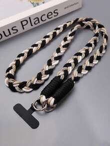 2026新年音乐节/婚礼季，1条奢华编织金色金属丝挂绳，斜挎肩带钥匙扣，附赠替换贴纸配件，可作智能手机钥匙扣、智能手机腕带、钥匙扣、包包挂绳 - 彩色 - 查看 9