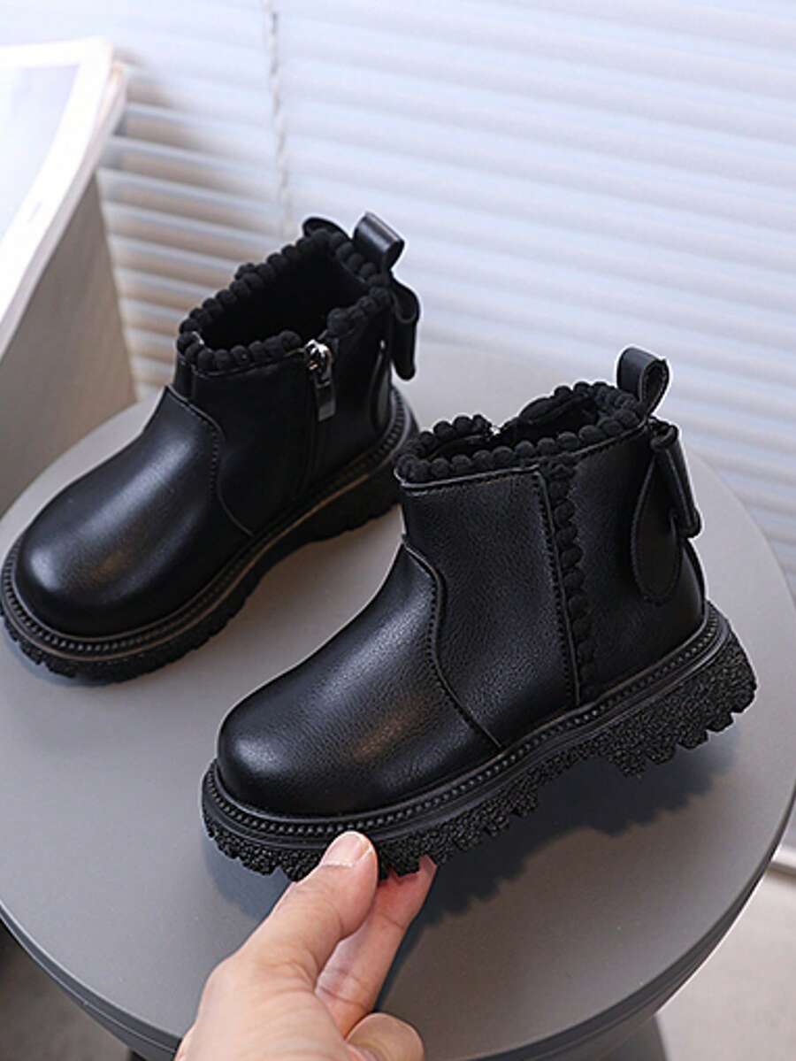 1 Pair Kids New Autumn/Winter Soft Sole Lightweight Boys Versatile British Boots - Black - View 1